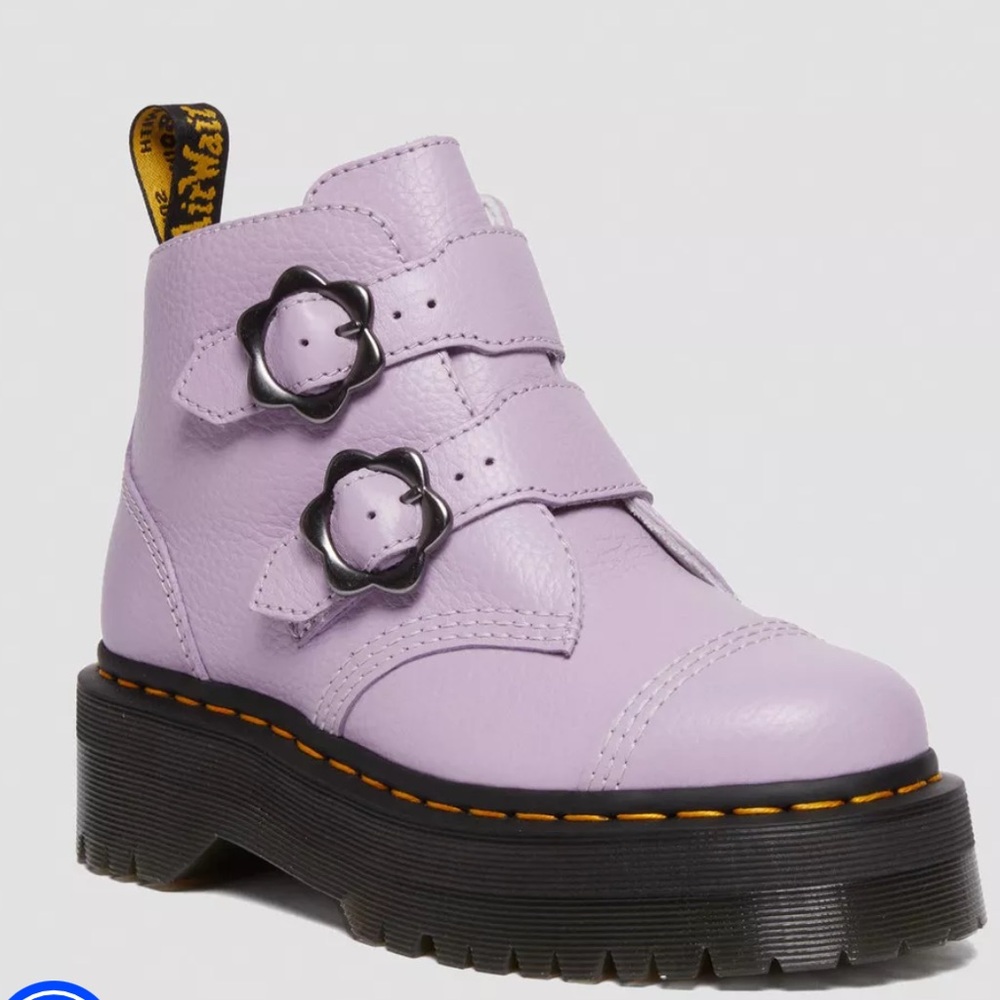 DEVON FLOWER BUCKLE LEATHER PLATFORM BOOTS